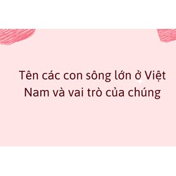 Tên các con sông lớn ở Việt Nam và vai trò của chúng