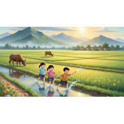Tả cánh đồng quê sau cơn mưa lớp 5