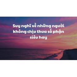 Suy nghĩ về những người không chịu thua số phận siêu hay