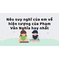 Nêu suy nghĩ của em về hiện tượng của Phạm Văn Nghĩa hay nhất