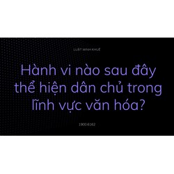 Hành vi nào sau đây thể hiện dân chủ trong lĩnh vực văn hóa?