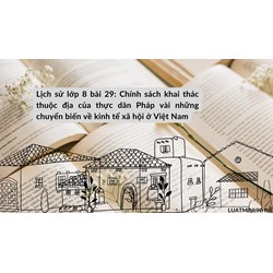 Lịch sử lớp 8 bài 29: Chính sách khai thác thuộc địa của thực dân Pháp và những chuyển biến về kinh tế xã hội ở Việt Nam