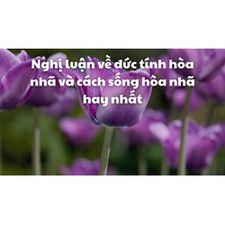 Nghị luận về đức tính hòa nhã và cách sống hòa nhã hay nhất