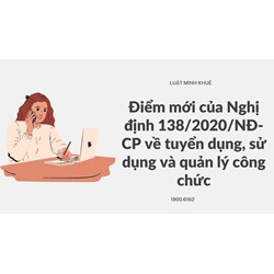 Điểm mới của Nghị định 138/2020/NĐ-CP về tuyển dụng, sử dụng và quản lý công chức