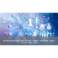 Cân bằng phương trình: C6H5−CH=CH2 + KMnO4 → C6H5COOK + K2CO3 + MnO2 + KOH + H2O
