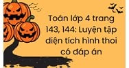 Toán lớp 4 trang 143, 144: Luyện tập diện tích hình thoi có đáp án