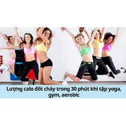Lượng calo đốt cháy trong 30 phút khi tập yoga, gym, aerobic