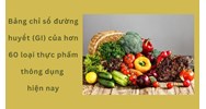 Bảng chỉ số đường huyết (GI) của hơn 60 loại thực phẩm thông dụng hiện nay