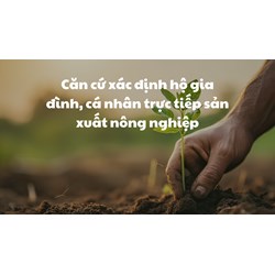 Căn cứ xác định hộ gia đình, cá nhân trực tiếp sản xuất nông nghiệp