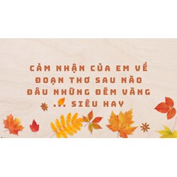 Cảm nhận của em về đoạn thơ sau Nào đâu những đêm vàng ... siêu hay